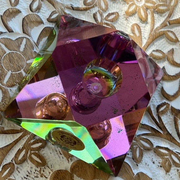 House of Goebel vintage W Germany lead crystal iridescent candle holders - Picture 12 of 16